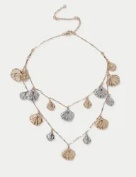 Mixed Metal Leaf Necklace Multi female
