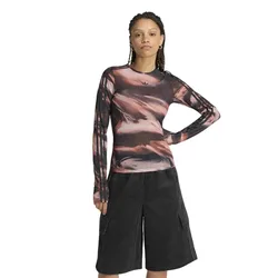 T-shirt à Manches Longues Graphic Mesh Vermillion / Crystal Linen / Aurora Coffee / Black M