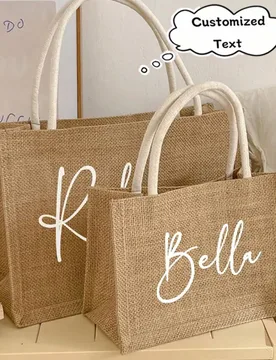 Bolsa de Arpillera Personalizada con Nombre y Colgante, Bolsa de Regalo Personalizada para Dama de Honor, Despedida de Soltera, Playa, Monograma, Bols - Shein - FashionsVida
