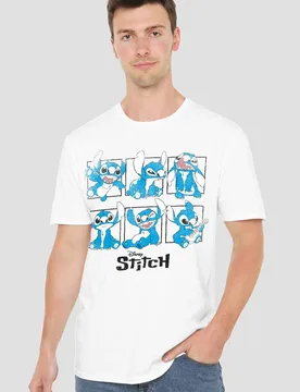 Unisex Lilo & Stitch Graphic Blocks T-Shirt, White Size: Small - White - Size: S - Disney - FashionsVida
