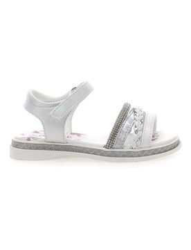 Sandali Bianchi e Argento con Velcro 14342 27