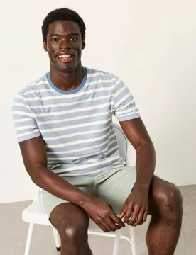 Pure Cotton Striped T-Shirt Blue Mix male - Fatface - FashionsVida