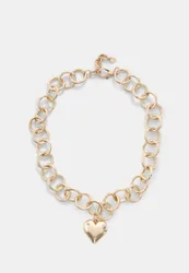 Gliederkette mit Herzanhänger Goldfarben OS
