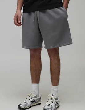 Men's Essential Relaxed Fit Jersey Short Charcoal Size 2X-Large Charcoal 2XL - boohooMAN - FashionsVida