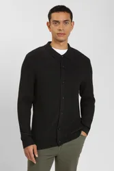 Mens Textured Knitted Overshirt - - Size: M