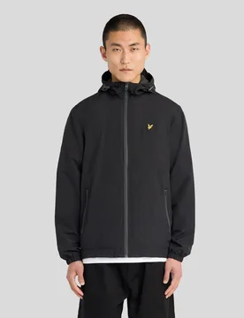 Men's Contrast Zip Water Resistant Jacket Jet Black/Gunmetal - Lyle & Scott - FashionsVida