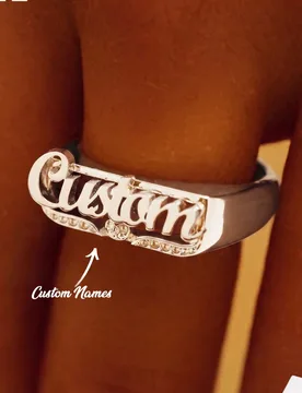Anillo minimalista de acero inoxidable con nombre en inglés personalizado, regalo perfecto para el Día de San Valentín, Halloween, Navidad, para tu - Shein - FashionsVida
