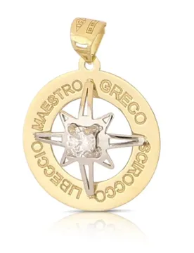 Ciondolo Rosa dei Venti Oro Bianco Giallo 18kt GL102518