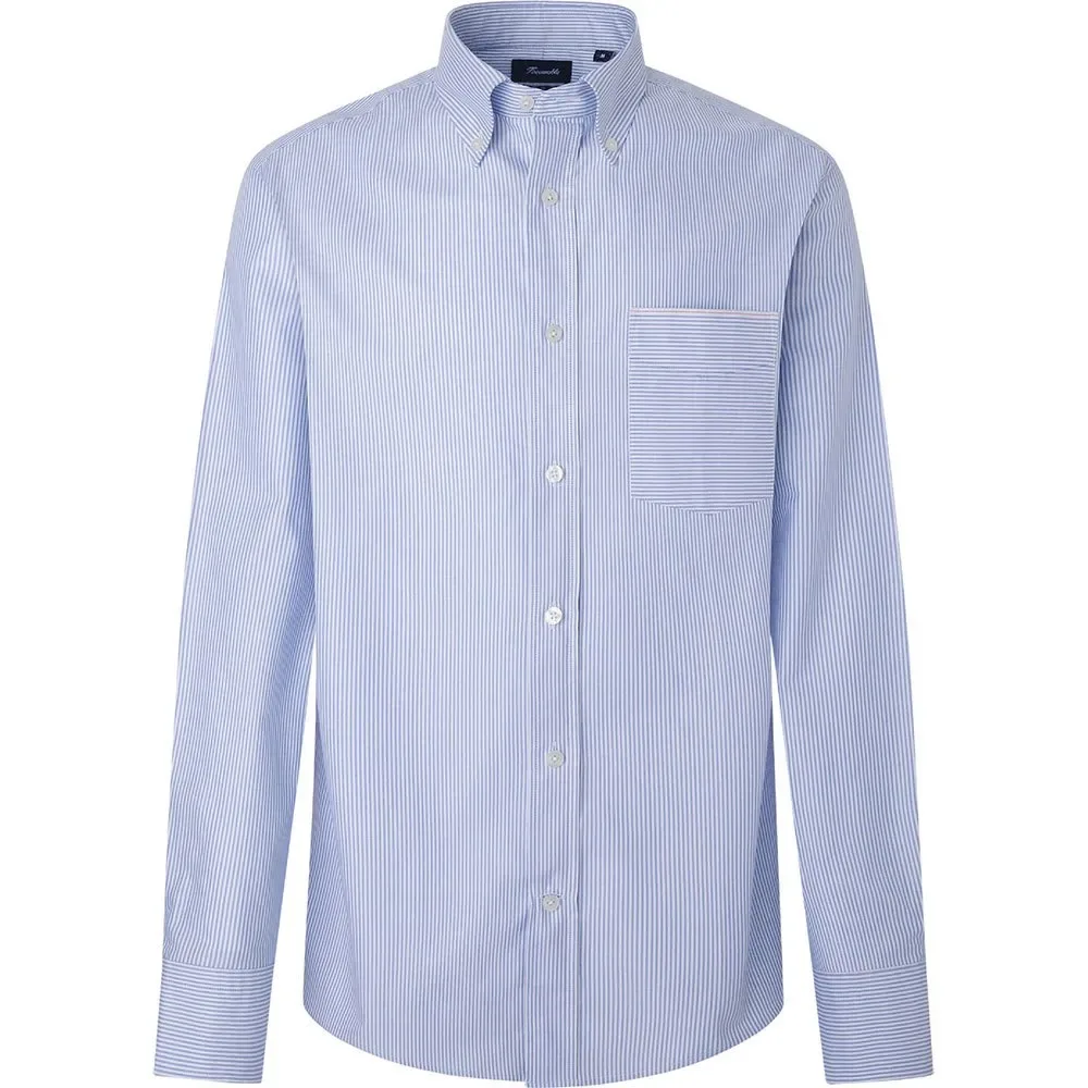 FaÇonnable Camicia A Maniche Lunghe Banker White / Blue 2XL - Façonnable - FashionsVida