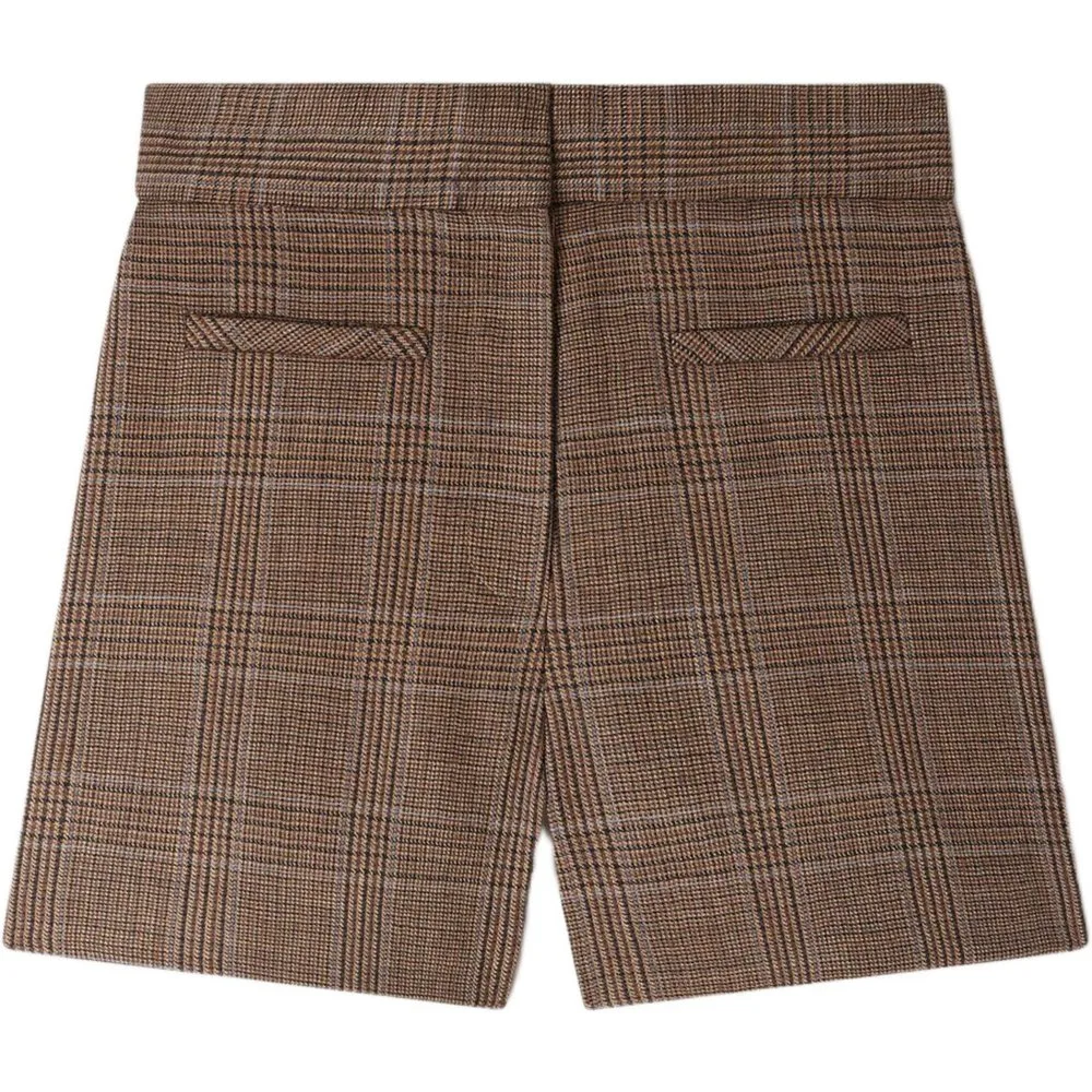 Short de mujer evasé de lana a cuadros con cinturón - sandro - FashionsVida