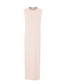 Vestito ricamato rosa burro