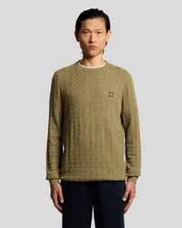 Men's Linen Blend Ribbed Crew Neck Jumper in Green