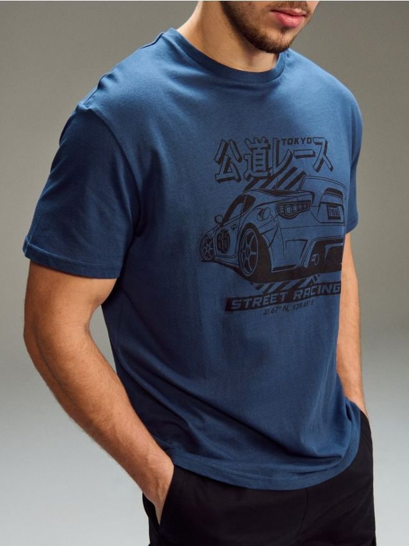 Maglietta in cotone a maniche corte - blu