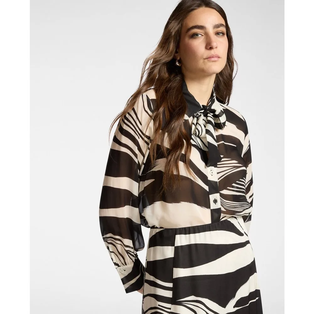 Camisa de mujer de georgette estampada - Elena Miró - FashionsVida