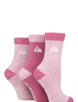 Women's 3 Pair Poly Blend Cushioned Boot Socks Pink / Cream 4-8 Ladies - Pink - Size: Small - Storm Bloc - FashionsVida