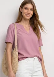 Kurzarm Bluse mit Turn-Up female Rosa