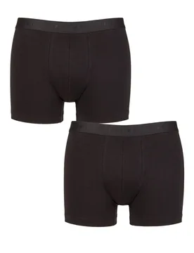 Mens 2 Pack Falke Daily Comfort Cotton Boxer Briefs Black Medium - Black - Size: Medium - SockShop - FashionsVida