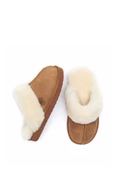 Women's 'Tiree' Sheepskin Mule Slippers in Tan Size: 4 - Tan - Size: 4