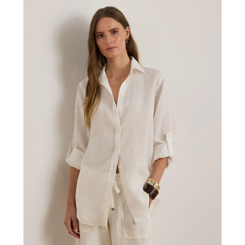 Camisa de mujer de lino - Lauren Ralph Lauren - FashionsVida