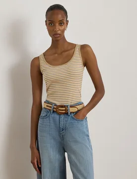 Camiseta de mujer de tirantes de algodón elástico - Lauren Ralph Lauren - FashionsVida