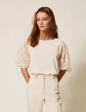 Blouse avec manches brodées - TWINSET - FashionsVida