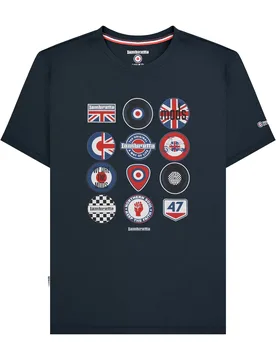 Mens Ss25 Badge T-Shirt (Navy) Cotton - Size 4xl - Lambretta - FashionsVida