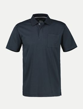Poloshirt mit Flachstrickkragen Blau XXXL