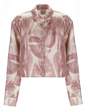 ALYSI Point-collar Print Shirt