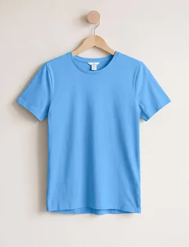 Women's Essential Combed Cotton Short Sleeve Crew Neck T-shirts in Blue Size: 10 - Blue - Size: 10 - Enorsia - FashionsVida