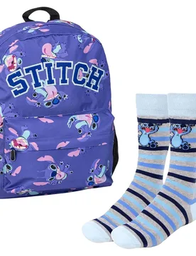 Ensemble De Conception De Sac à Dos D´école Et De Chaussettes Rayées Stitch 16l Purple One Size unisex - Cerda Stitch - FashionsVida