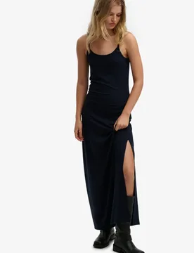 Superdry Damen Maxi-jerseyträgerkleid Navy - Größe: 38 - 49.99 - FashionsVida