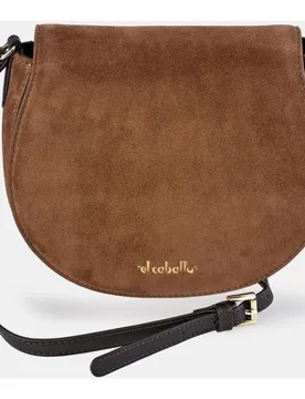 Bolso crossbody con solapa realizado en serraje y piel napa - El Caballo - FashionsVida