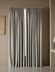 Textured Herringbone Eyelet Curtains Light Grey Mix