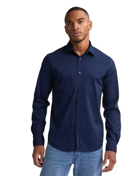 Camicia A Maniche Lunghe M-ros-sil002 Navy Blue L