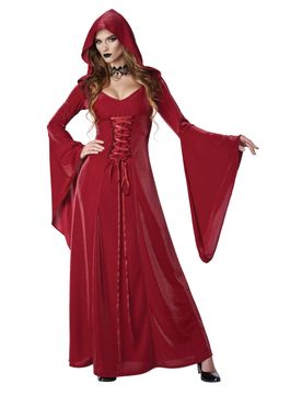 Gothic-Kostüm Halloweenkostüm für Damen Trompetenärmel rot - female