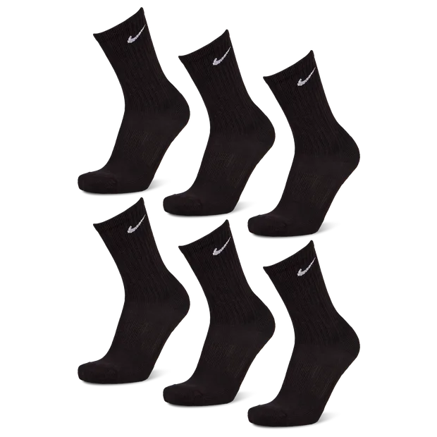 Everyday Cushioned Crew 6 Pack Unisex Socks - Black - Size - Black - Size: 5 - 8 - Nike - FashionsVida