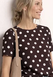 Kurzarm Blusenshirt mit Rundhals female Braun