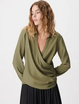 Blusa de mujer cruzada de lyocell® - IKKS - FashionsVida