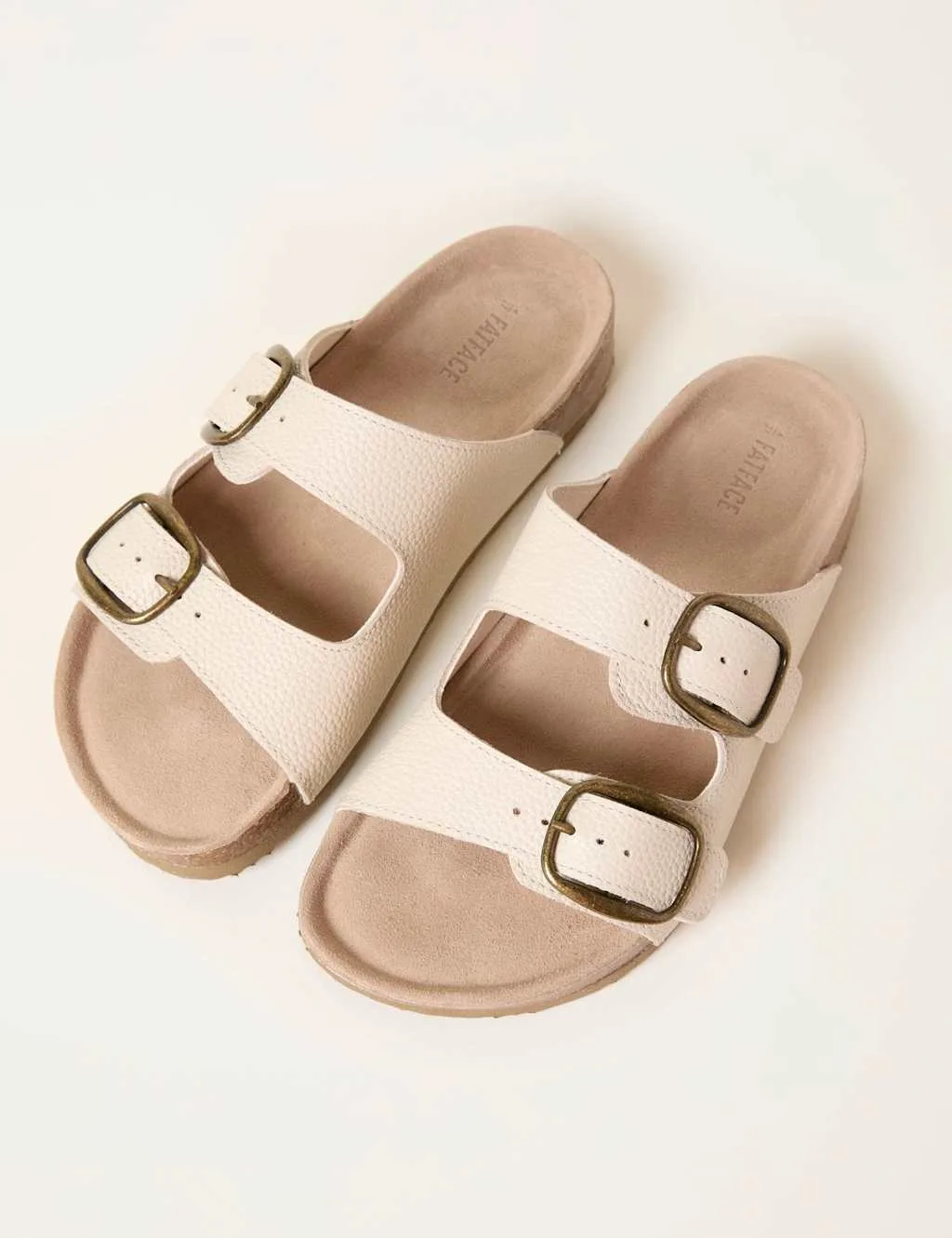Leather Buckle Flat Sandals Ivory female - Fatface - FashionsVida