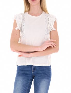 T-shirt con applicazioni LIU JEANS PANNA XS