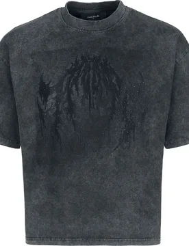 T-Shirt - RHINESTONE DEATH METAL BLACK WASHED TSHIRT - S bis XXL - für Männer - Größe XXL - schwarz - Männer - male - Favela - FashionsVida