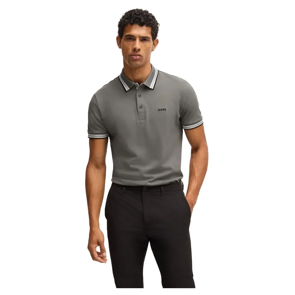 Polo A Maniche Corte Paddy 1021663 Green Light / Pastel Grey S - BOSS - FashionsVida