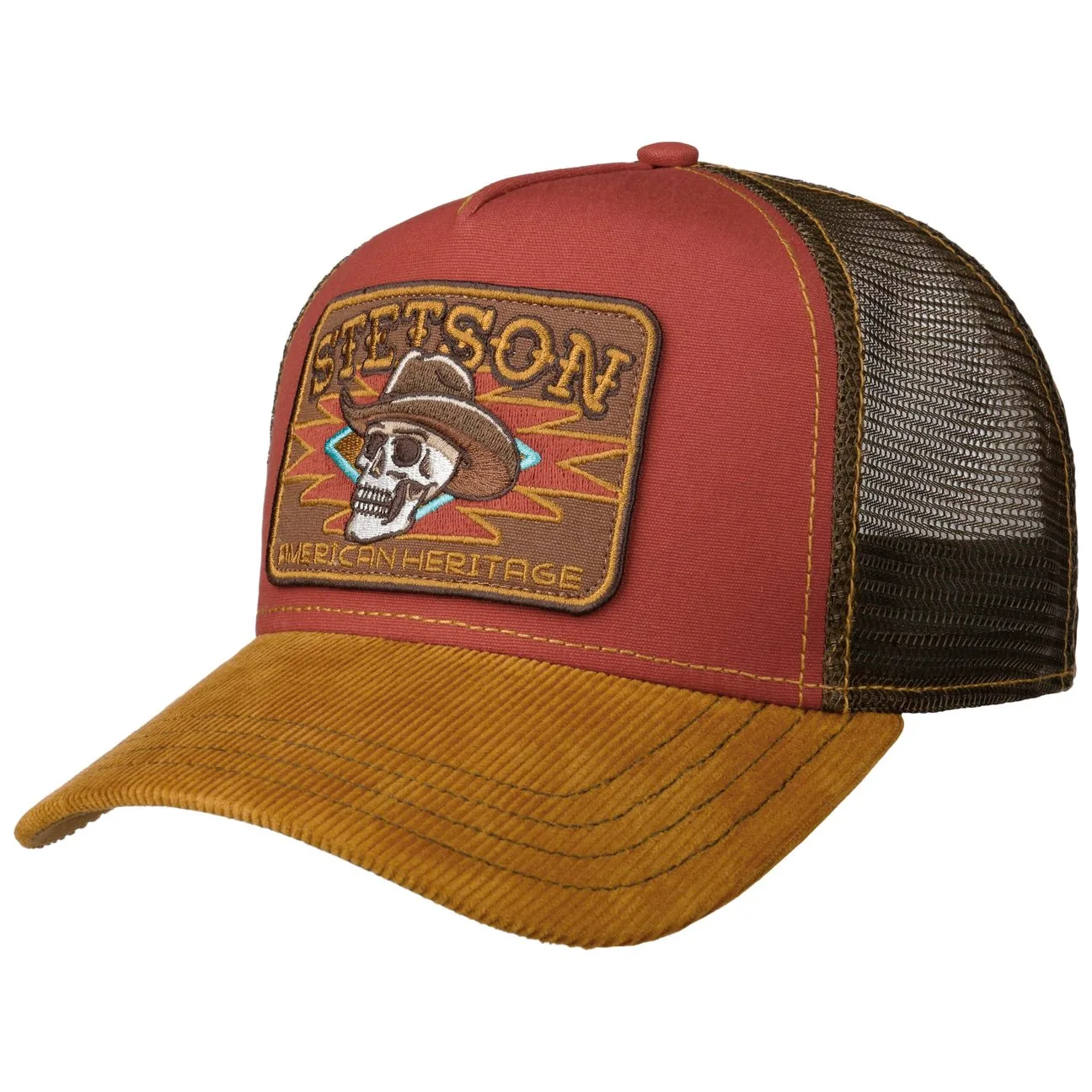 Cowboy Skull Trucker Cap by - red - Size: One Size - Stetson - FashionsVida