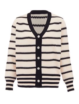 SANIKA Cárdigan beige / negro