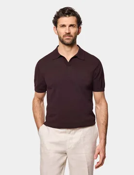 Open Collar Polo Shirt Brown male - Hawes & Curtis - FashionsVida
