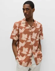 Printed Short Sleeve Shirt Rust Mix male