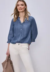 Arm Bluse mit Rüschendetails female Blau