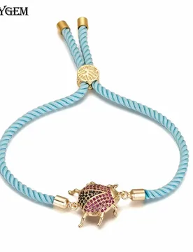 Mankuu Insects style 24K gold plating color Micro inlay zircon Fashion Adjustable Light Blue Rope Bracelet For Women - Aliexpress - FashionsVida