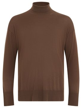 High-Collar Fine Wool Sweater