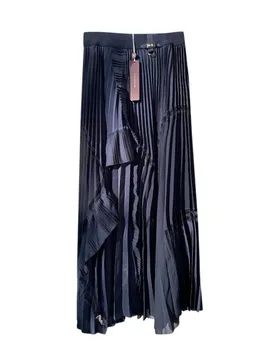 Navy Pleated Midi Skirt - High by Claire Campbell - FashionsVida
